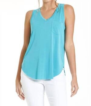 NEW ANOTHER LOVE esther breast pocket tank top in aqua